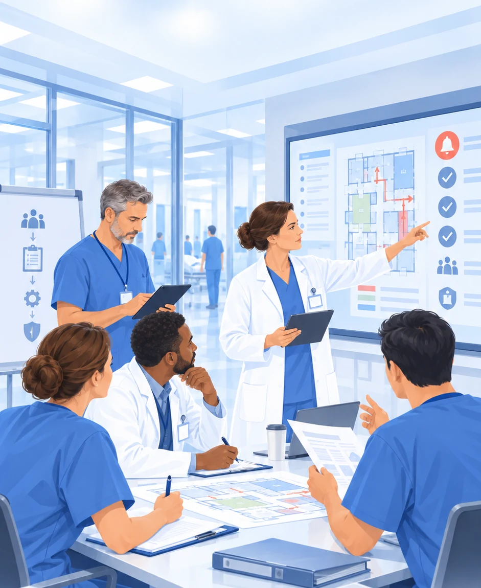 Illustration einer Krankenhauseinsatzleitung