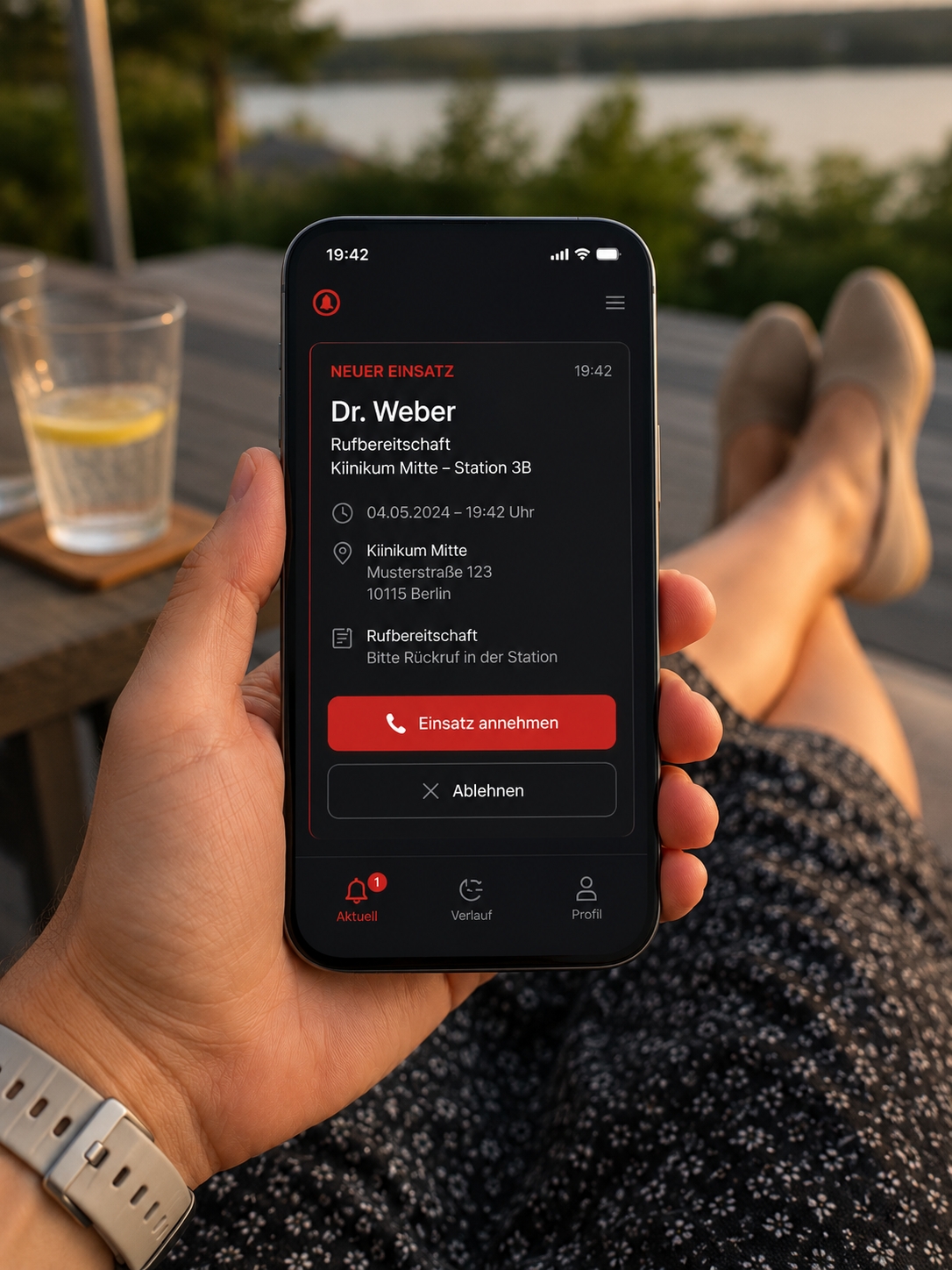 Mobile Alarmannahme in der deutschen Produktansicht